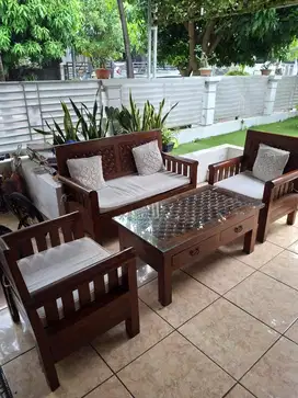 Kursi meja tamu jati asli