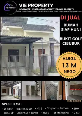 LAGI! TURUN HARGA JUAL CEPAT RUMAH CIBUBUR SIAP HUNI DI BUKIT GOLF