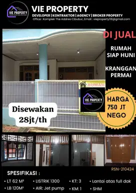 Di Sewakan Rumah Cantik Siap Huni. Kranggan Permai Cibubur.