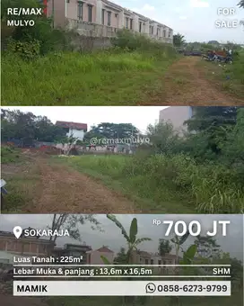 Dijual Tanah Seluas 225m1 Lokasi Strategis Area Sokaraja