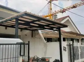 Terpasang canopy baja ringan atap alderon rs dan spandek polos/pasir