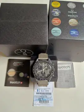 Jam omega x swatch mission to mercury original full set sangat bagus