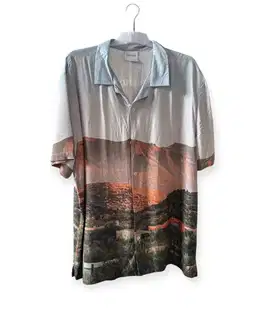Kemeja pantai biru painted gunung xl-xxl celcius