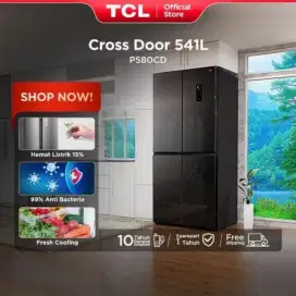 Jual New Kulkas TCL P580CD Side By Side Black Glass Door (4Doors/541L)