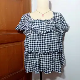 Baju Cewek Garis Biru Putih Casual