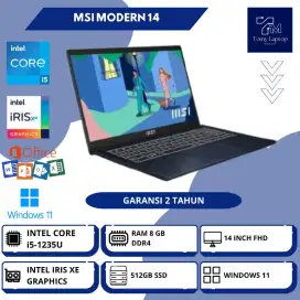 LAPTOP MSI MODERN 14 I5-1235U RAM 8GB SSD 512GB 14 INCH FHD WINDOWS 11