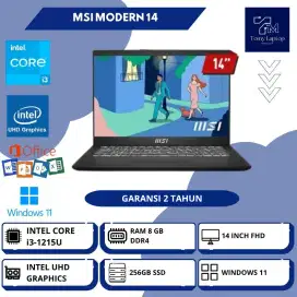 LAPTOP MSI MODERN 14 I3 1215 RAM 8GB SSD 256GB 14 INCH FHD WINDOWS 11