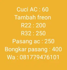 Service AC , kulkas , mesin cuci 24 jam Bergaransi