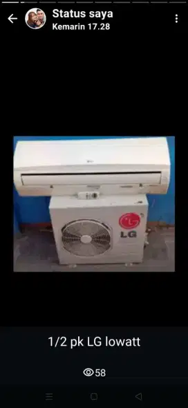 Jual ac LG1/2 pk R 410 lowwat 360 watt kondisi 95% ori semua