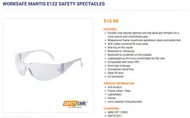 Kacamata Safety - KONDISI BARU - Worksafe Mantis White - GRATIS TEMPAT