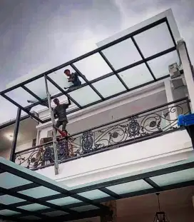 Kanopi atap kaca tempred Gelas kabus