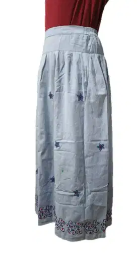 Rok panjang biru bordir bunga