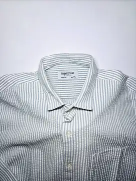 MANZONE Textured White Striped Shirt