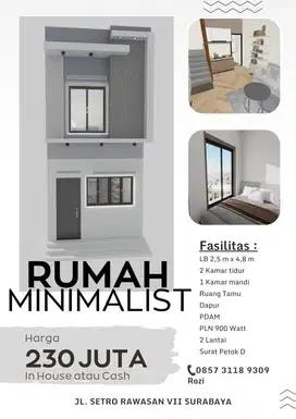 Jual Rumah Minimalist 2 lantai - Surabaya Utara