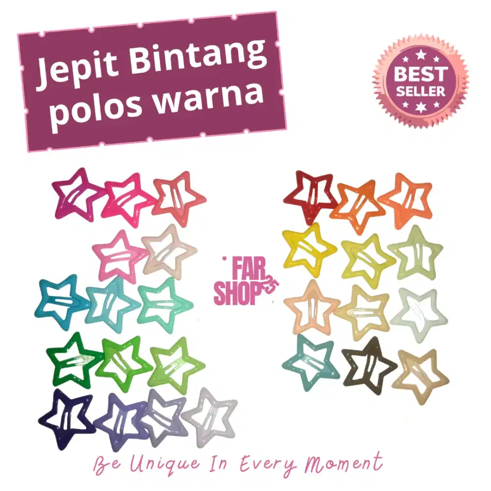 Jepit rambut bintang arna-warni pastel bold colour star Korea style