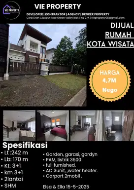 Dijual rumah cantik siap huni di kota wisata cibubur
