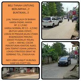 Tanah murah di bawah harga pasar pinggir jalan raya di