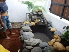 Pembuatan kolam ikan natural dan taman