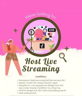 Di butuhkan segera host live streaming tik tok