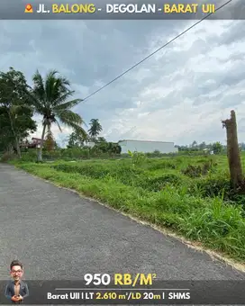 Dijual Tanah SHM Sawah di Barat kampus UII dekat dengan Kopi Rolas
