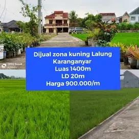 Dijual tanah zona kuning di Lalung Karanganyar