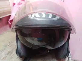 Helm KYT galaxy double visor ukuran L blackdoff