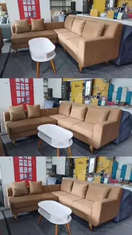 Sofa L retro + meja. Gratis ongkir jogja