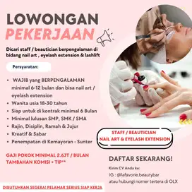 Beautician / staff / Karyawan Salon Eyelash & Nail Art