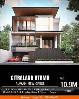 Dijual Rumah Baru Gress Citraland Utama, Rafles Garden
