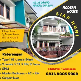 Rumah Type 105 Plus 2 Lantai Siap Huni Villa Grand Mawar Sharon