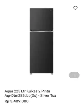 Aqua 225 Ltr kulkas 2 pintu Aqr-Dtm285cbp(Ds)-Silver Tua