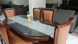 Meja makan kayu jati plus 6 kursi