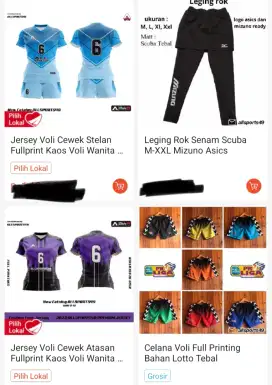 Jersey voli dan perlangkapan lain nya