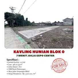 Kavling Blok O Dekat Jogja Expo Center : SHM, 112 m2, Rp. 3Jtan/m2