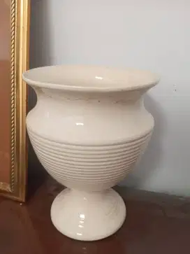 Vas Keramik Bunga Cawan Bulat/ Vas Meja