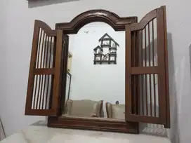 Vintage BOHO Chic Decorative Wooden Framed Window Mirror With Doors