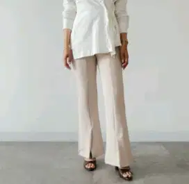 PRELOVED Cottonary Judy Pants/Celana Cutbray wanita Slit Pants
