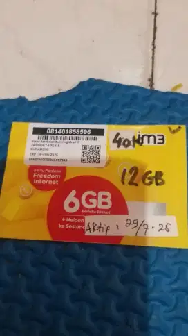 Kartu Perdana Indosat Freedom Internet 12GB.