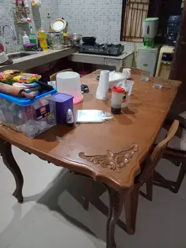 Dijual meja makan kayu jati 6 kursi