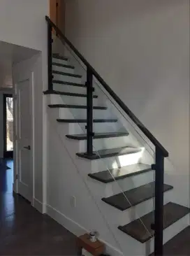 RAILING TANGGA KACA KOMBINASI MINIMALIS