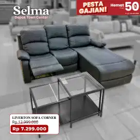 SOFA RECLINER KULIT SUDUT MURAH