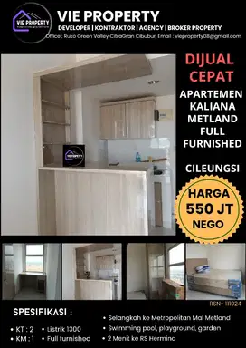 DIJUAL CEPAT MURAH  APARTEMEN DI KALIANA METLAND CILEUNGSI
