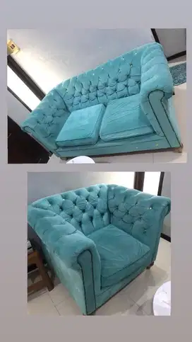 Sofa bahan suede cantik 1 set 3 seat