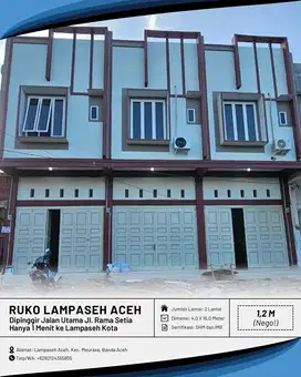 Dijual Ruko/Toko Baru di Lampaseh Kota Banda Aceh