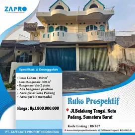 Jual ruko cocok peruntukan toko & usaha di padang