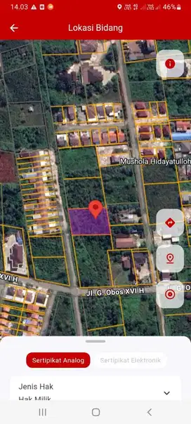 Jl. G Obos 16 H Gg. Mawar Indah UK. 30x47 SHM (Ahmad Dody)