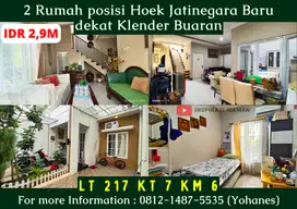 2 Rumah posisi Hoek 217mtr Jatinegara Baru dekat Klender Buaran