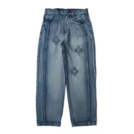CHMB (chambredelavain) - Baggy Jeans Emboss - Chiiz Sky Blue SIZE M