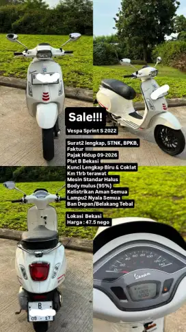 Jual Vespa Sprint S putih 2022