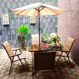 Set Meja Cafe & 4 Kursi + 1 Payung Outdoor